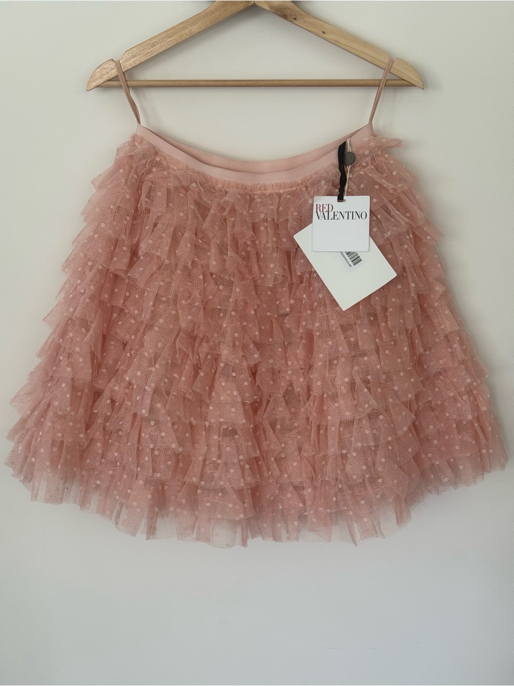 Red Valentino Ruffled Point D'esprit Mini Skirt In Pink. Bnwt Size 40